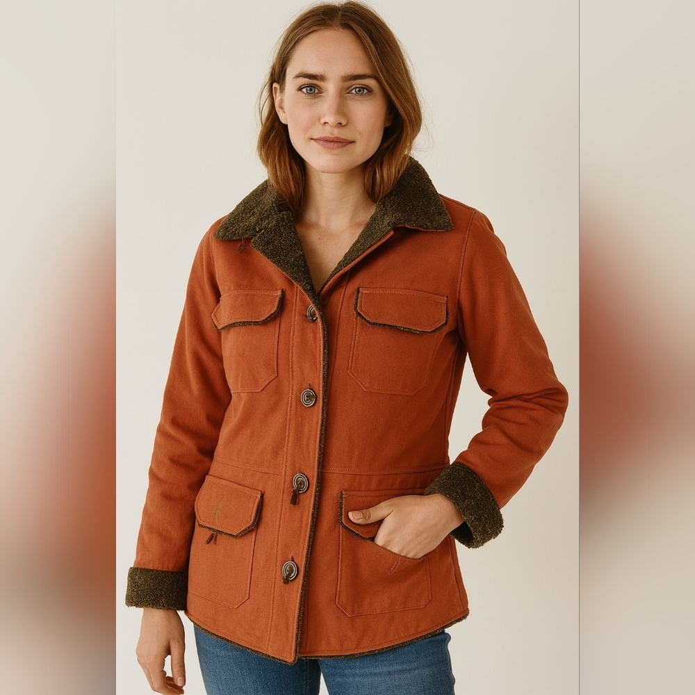 ADVENTURA Winter Light Pink Wool XS Jacket Sherpa Lining Chore Barn Country